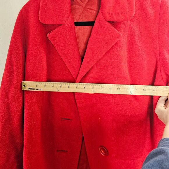 Red Oversized Felt Long Sleeve Single Button Heavy Long Line Jacket Large - Picture 5 of 11